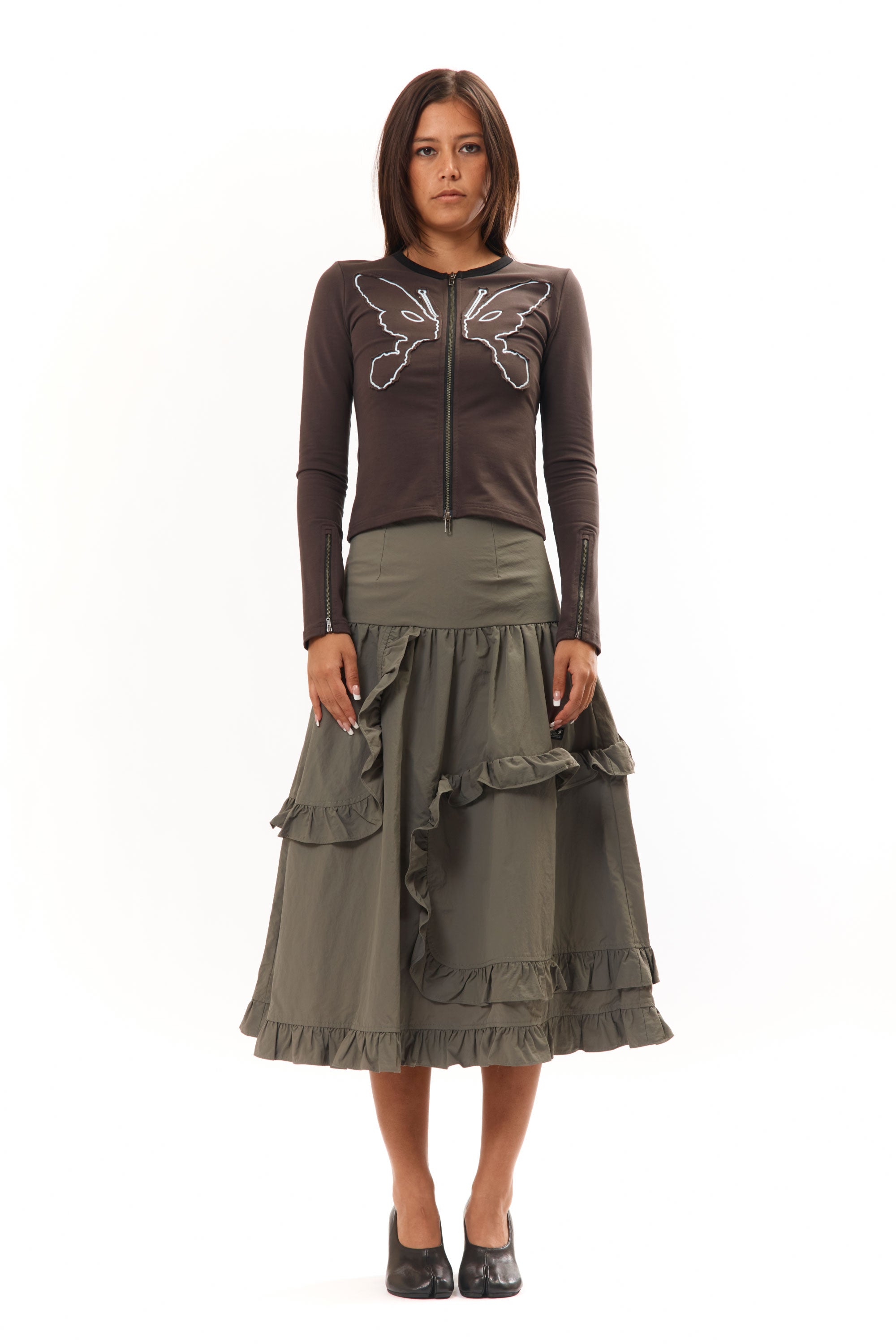 The Pathways Maxi Skirt Grey (Exclusive) available online with global shipping, and in PAM Stores Melbourne and Sydney.