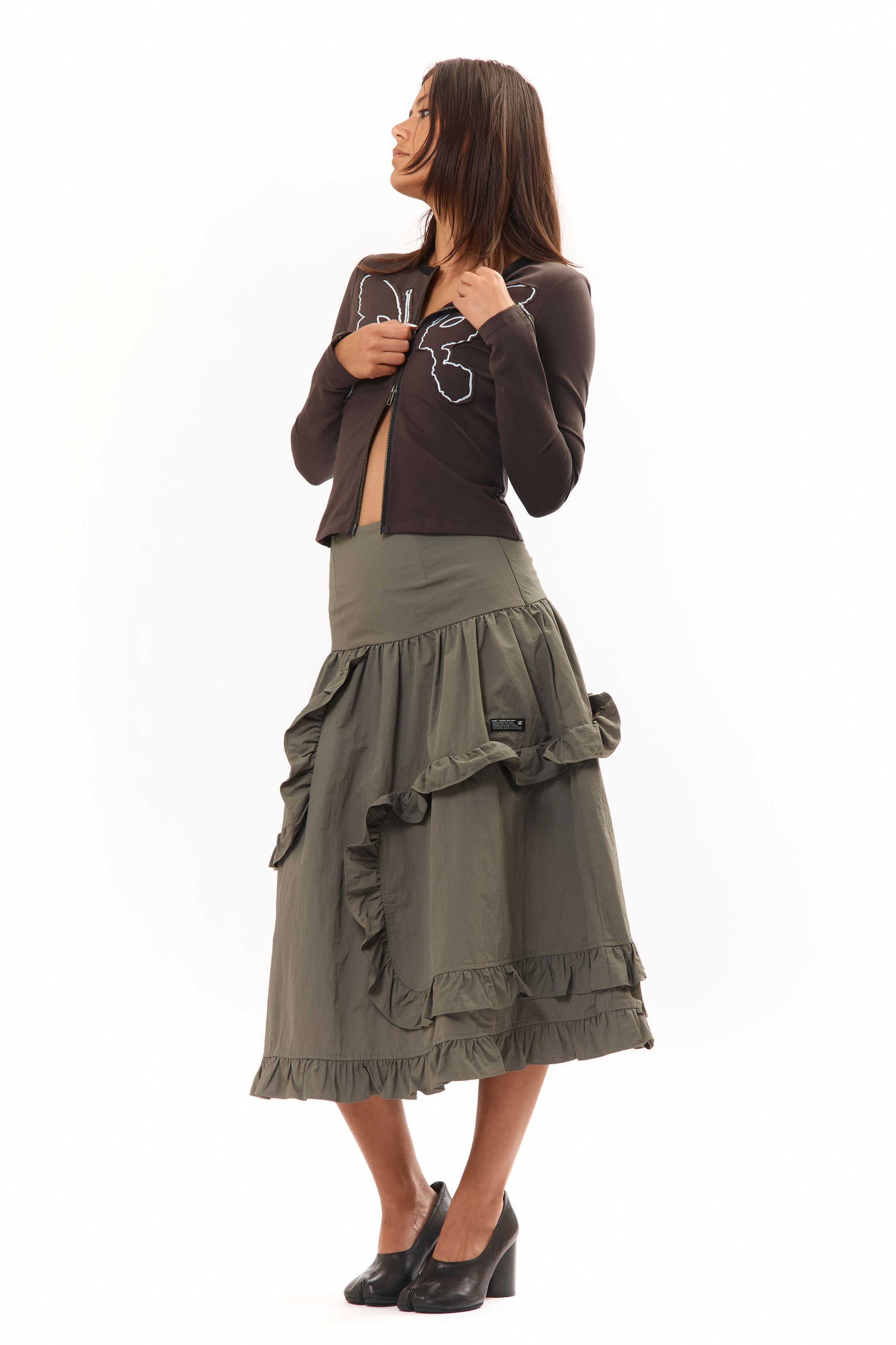 The Pathways Maxi Skirt Grey (Exclusive) available online with global shipping, and in PAM Stores Melbourne and Sydney.