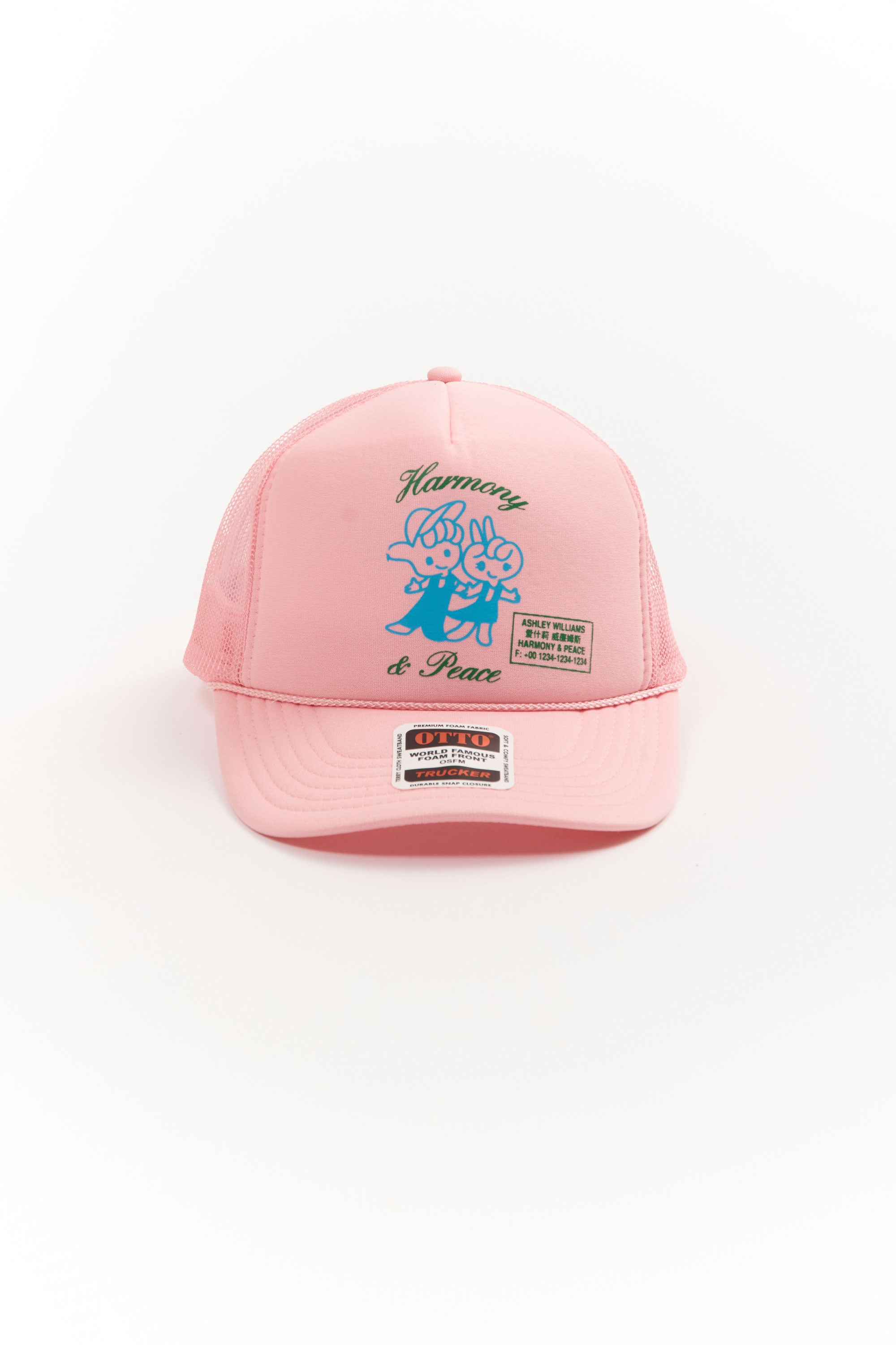 The HARMONY AND PEACE PINK CAP available online with global shipping, and in PAM Stores Melbourne and Sydney.