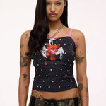 The HEAVEN - HEAVY HEART SPOTS SATIN TANK  available online with global shipping, and in PAM Stores Melbourne and Sydney.