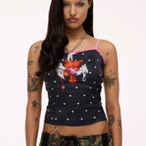 The HEAVEN - HEAVY HEART SPOTS SATIN TANK  available online with global shipping, and in PAM Stores Melbourne and Sydney.