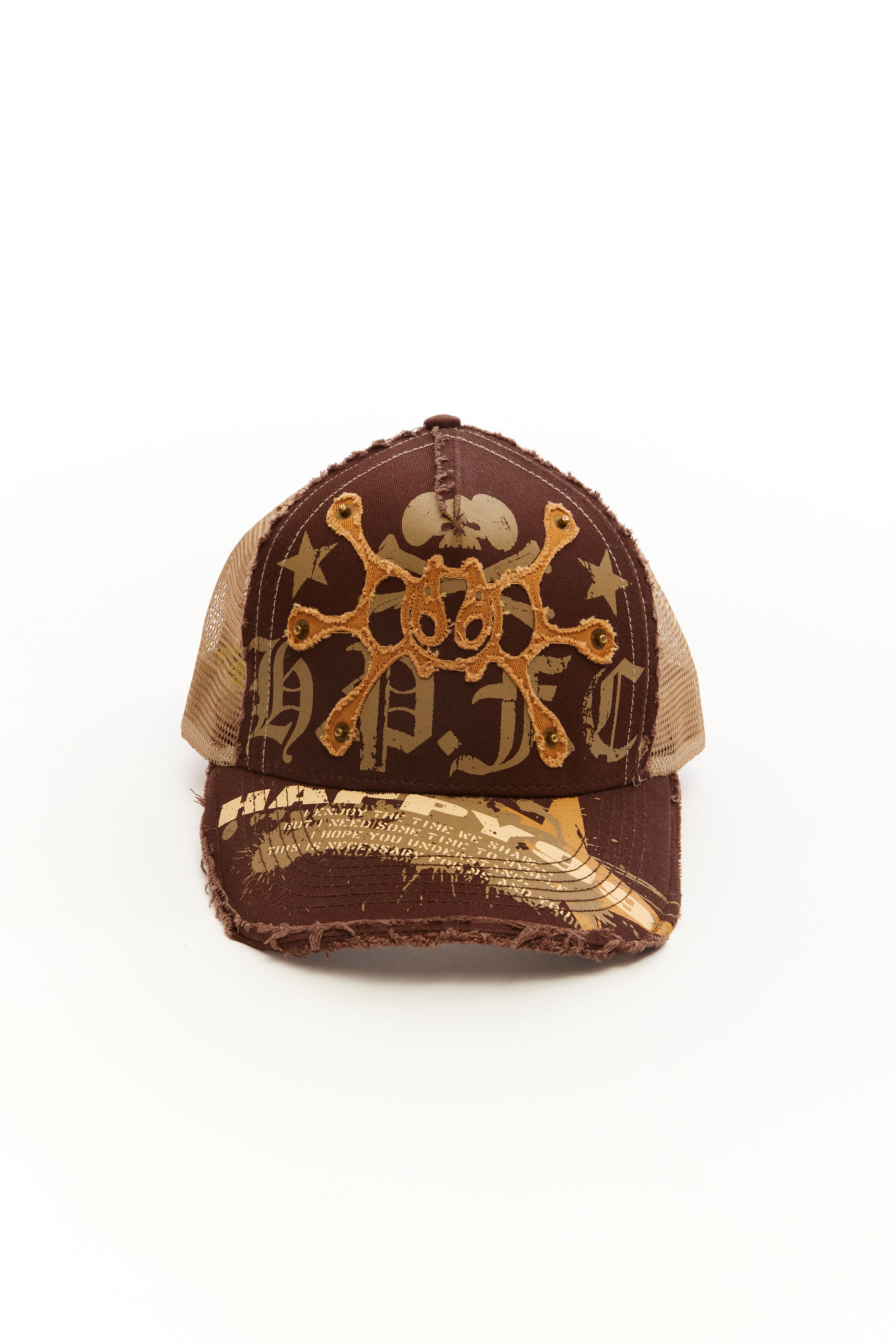 The HAPPY99 - H.P.F.C. Trucker Hat Brown  available online with global shipping, and in PAM Stores Melbourne and Sydney.