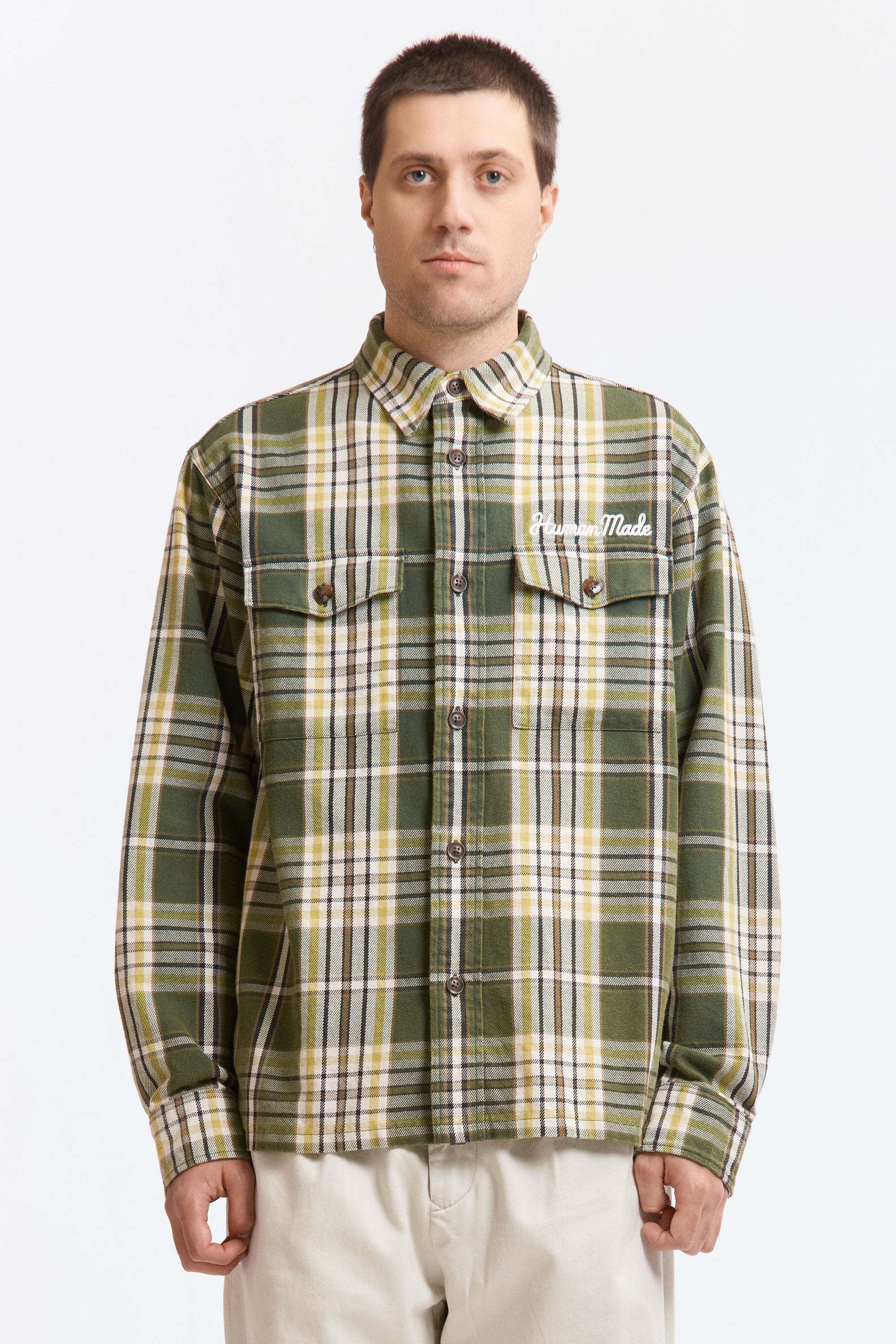 The CHECK SHIRT GREEN available online with global shipping, and in PAM Stores Melbourne and Sydney.