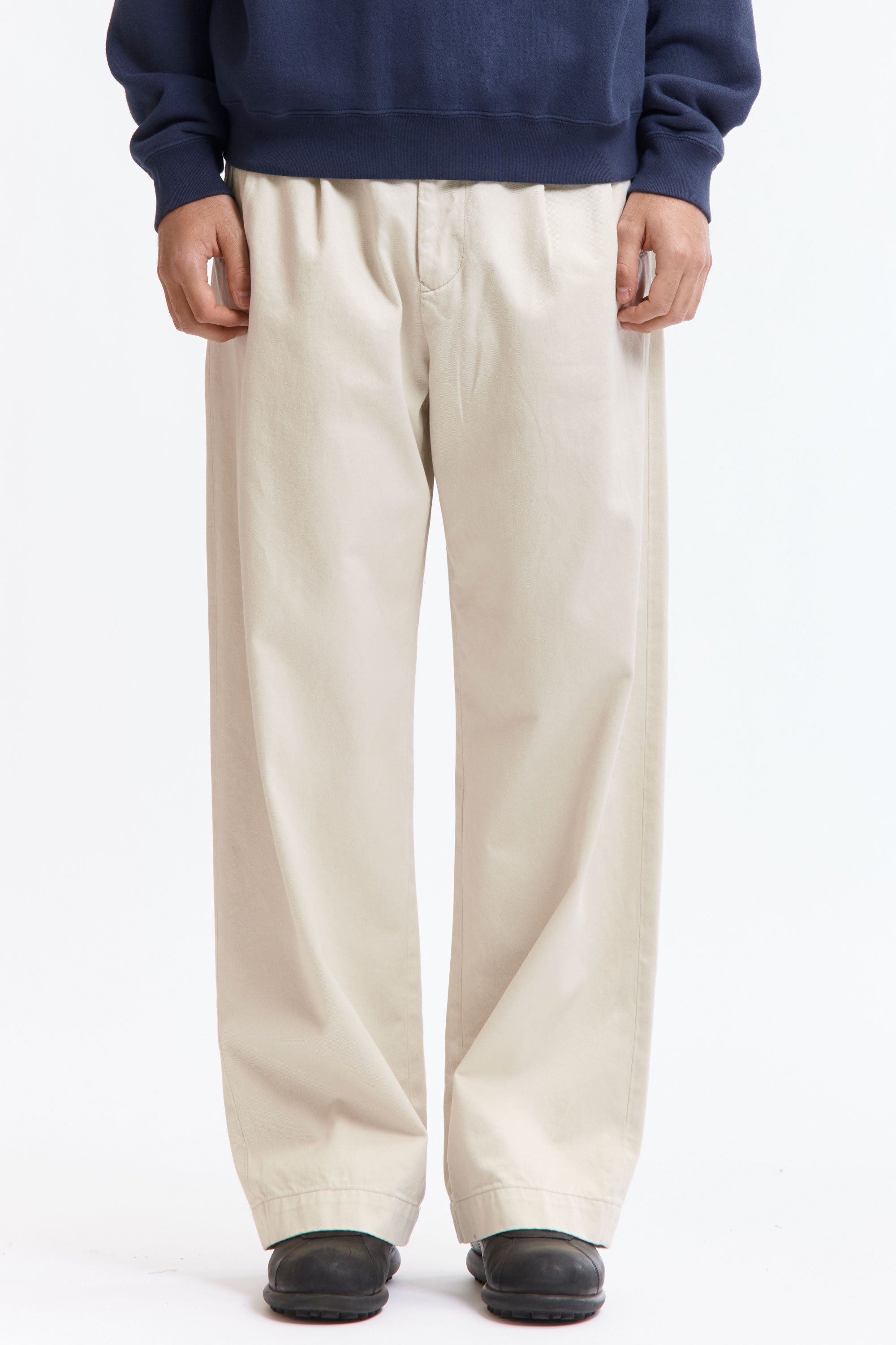 The WIDE CHINO PANTS WHITE available online with global shipping, and in PAM Stores Melbourne and Sydney.