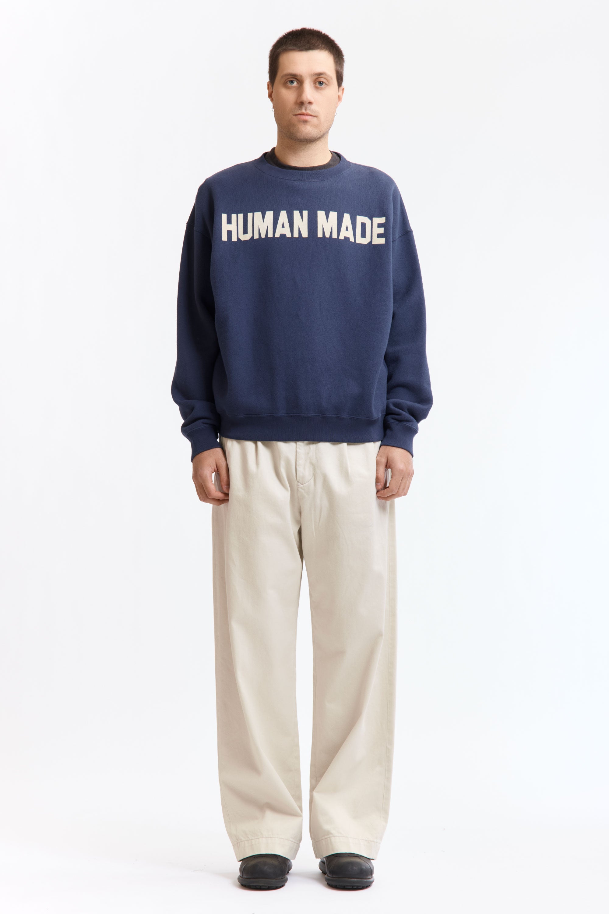 The WIDE SWEATSHIRT NAVY available online with global shipping, and in PAM Stores Melbourne and Sydney.