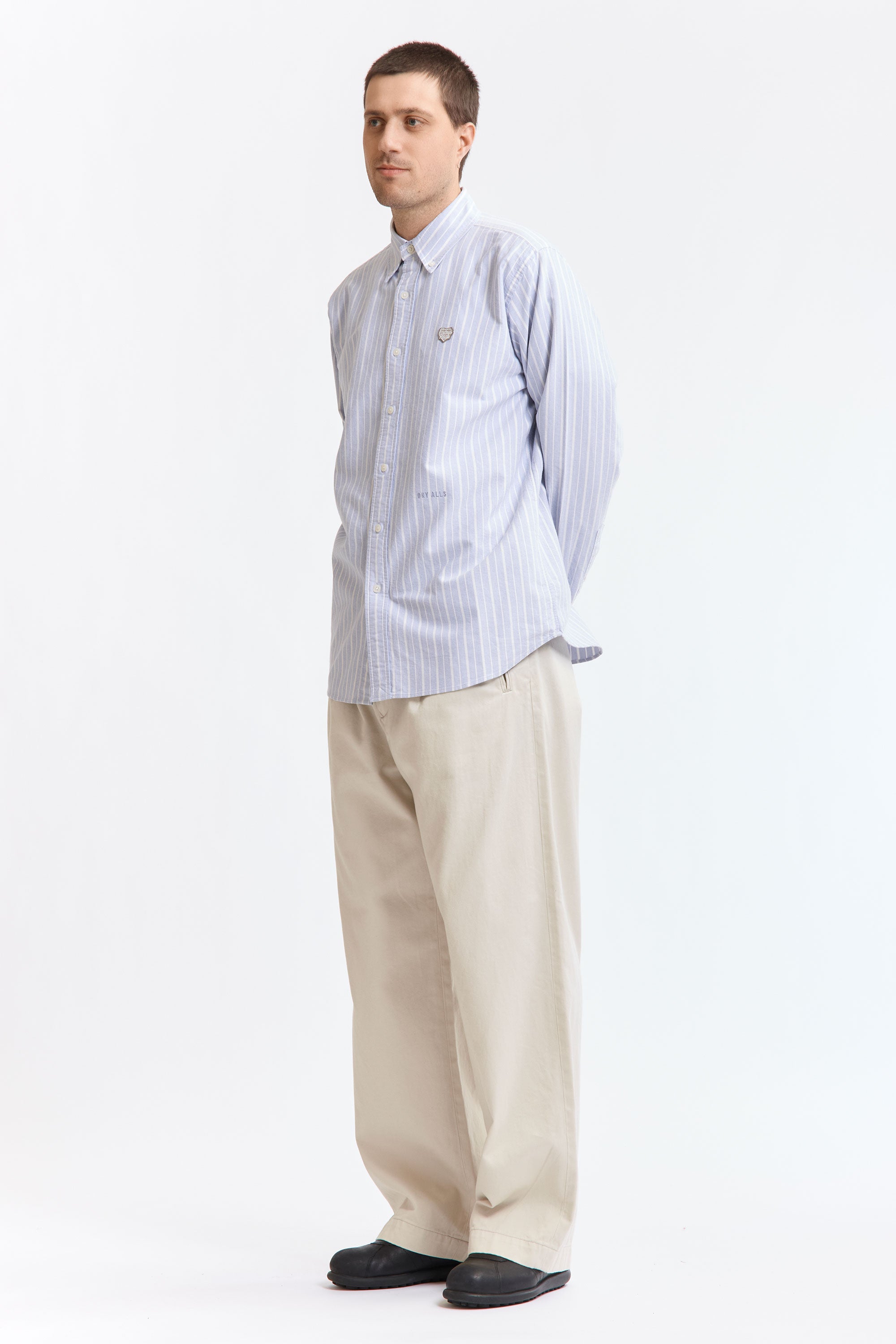 The STRIPE OX B.D SHIRT BLUE available online with global shipping, and in PAM Stores Melbourne and Sydney.