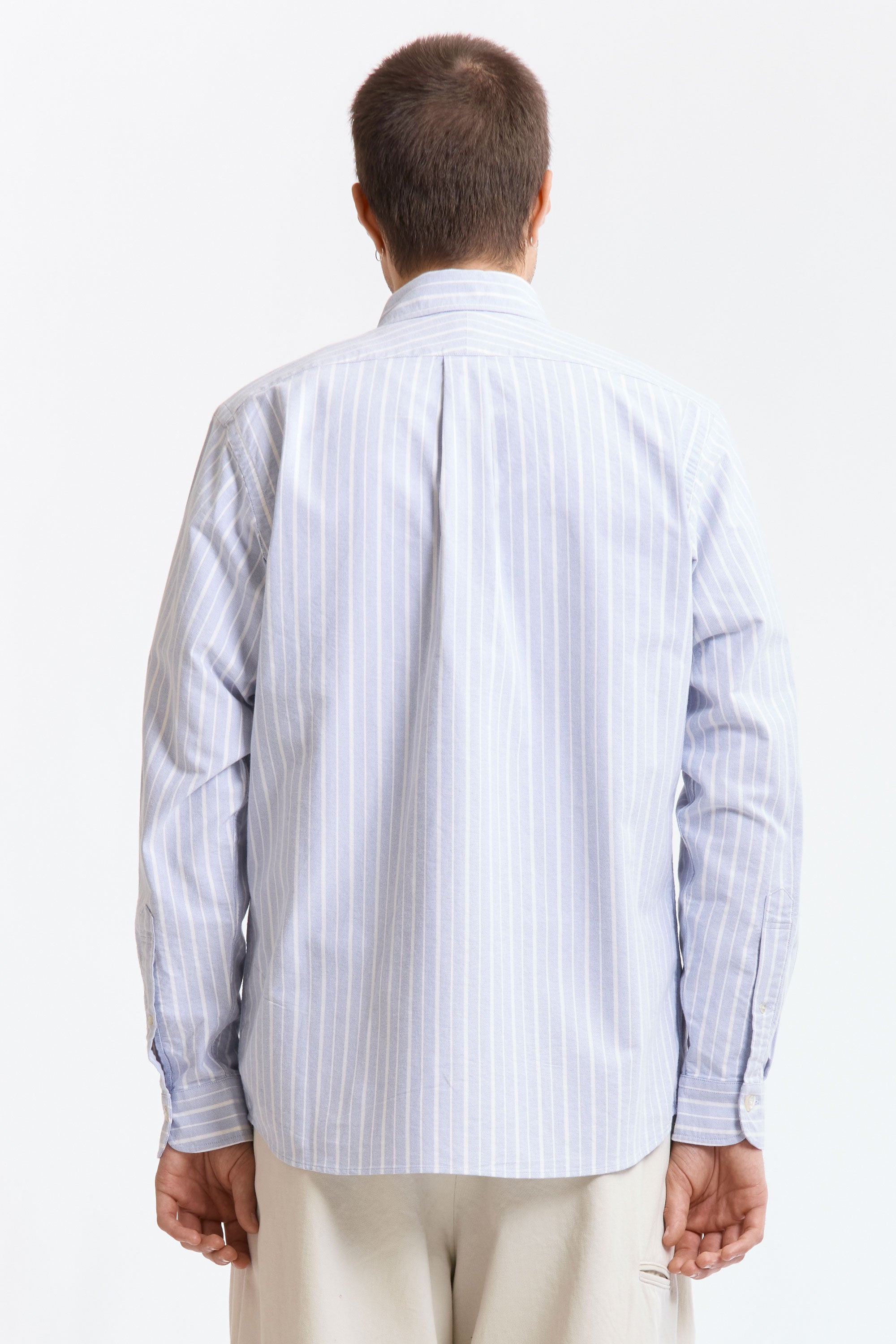 The STRIPE OX B.D SHIRT BLUE available online with global shipping, and in PAM Stores Melbourne and Sydney.