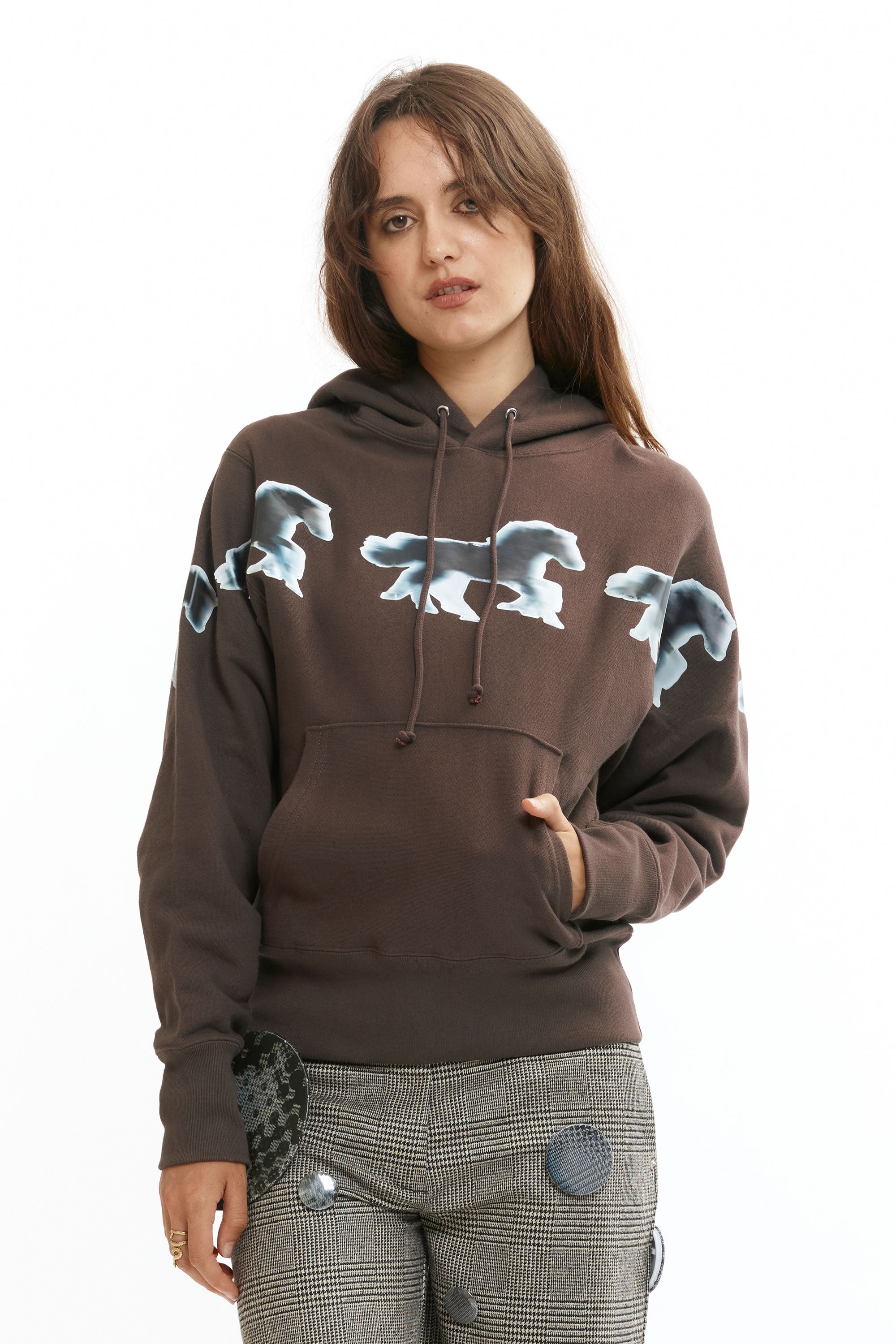 The Running Horses Patch Hoodie available online with global shipping, and in PAM Stores Melbourne and Sydney.
