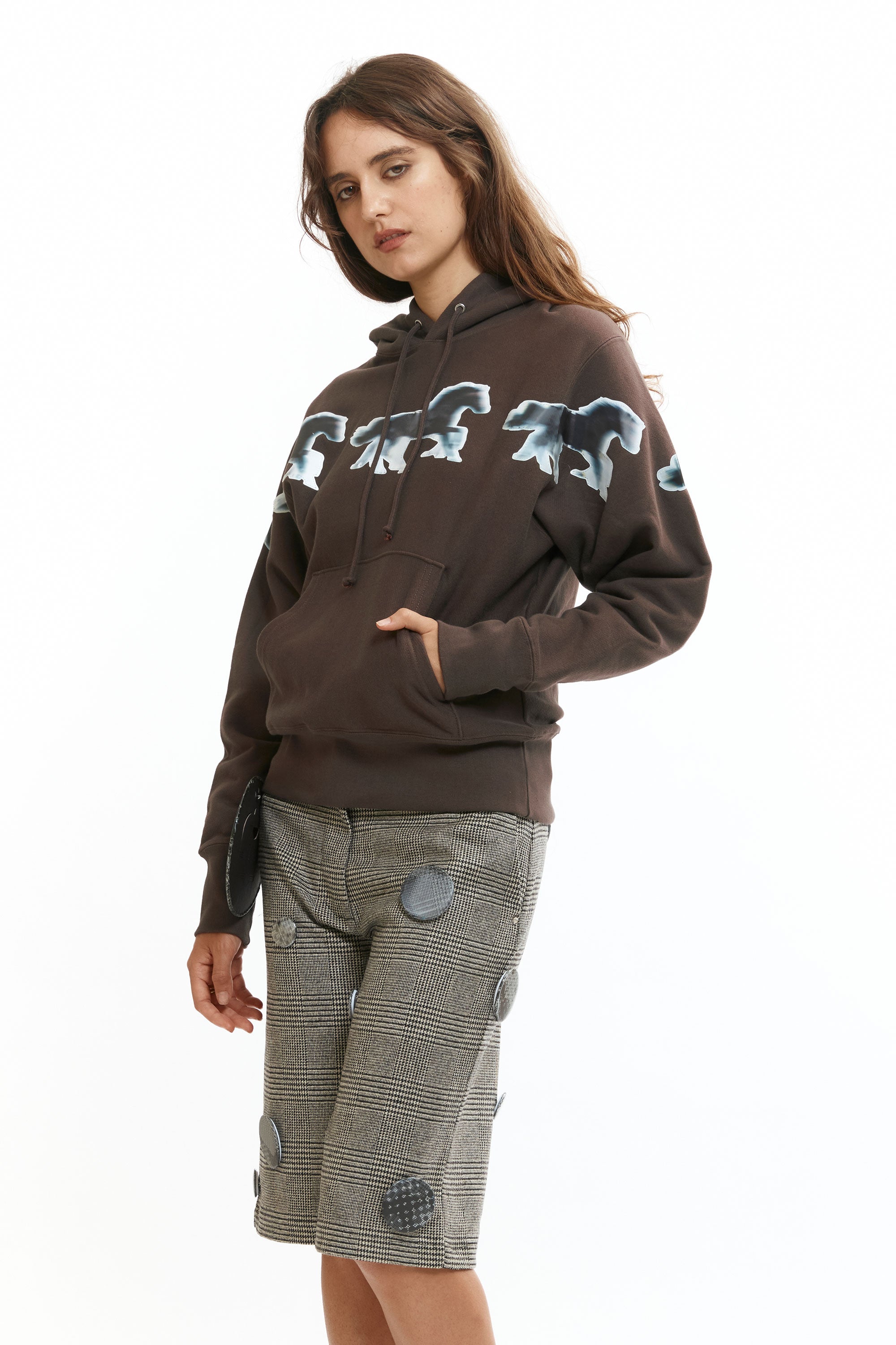 The Running Horses Patch Hoodie available online with global shipping, and in PAM Stores Melbourne and Sydney.