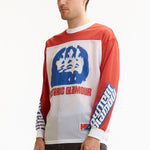The MULTI WOMAN MOTO LONG SLEEVE T SHIRT WHITE available online with global shipping, and in PAM Stores Melbourne and Sydney.