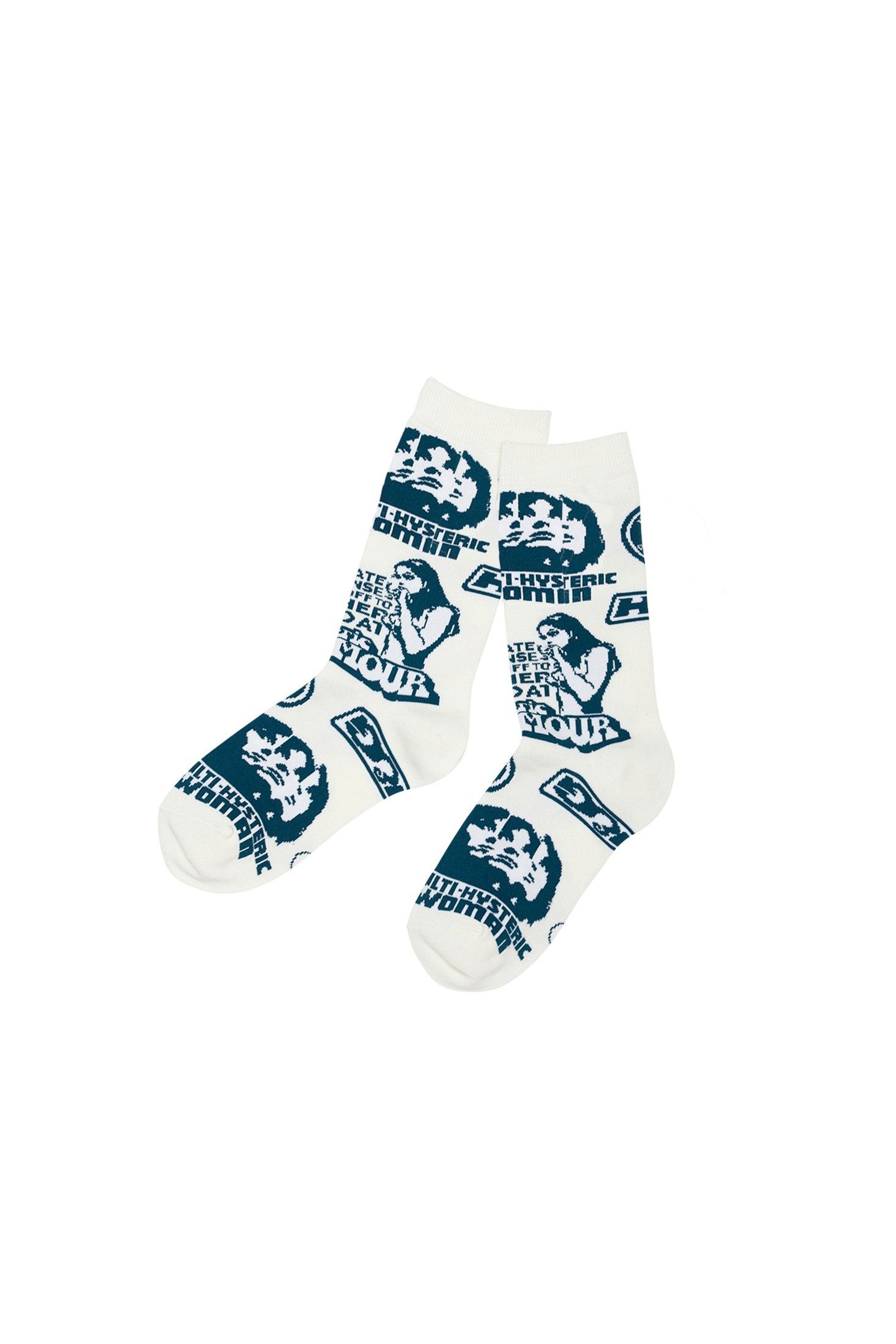 The HYS GIRL PATTERNED SOCKS WHITE available online with global shipping, and in PAM Stores Melbourne and Sydney.