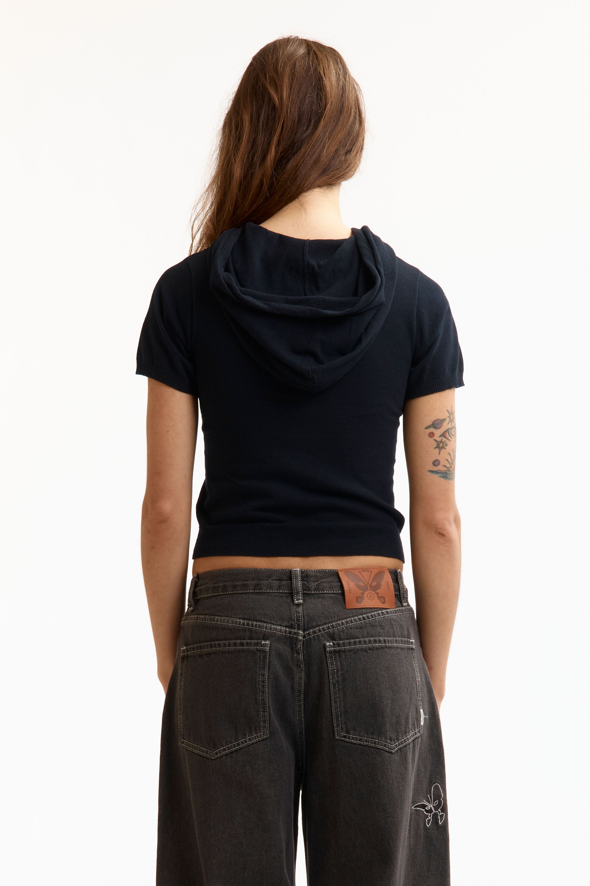 The SEE NO EVIL KNITTED HOODIE BLACK available online with global shipping, and in PAM Stores Melbourne and Sydney.