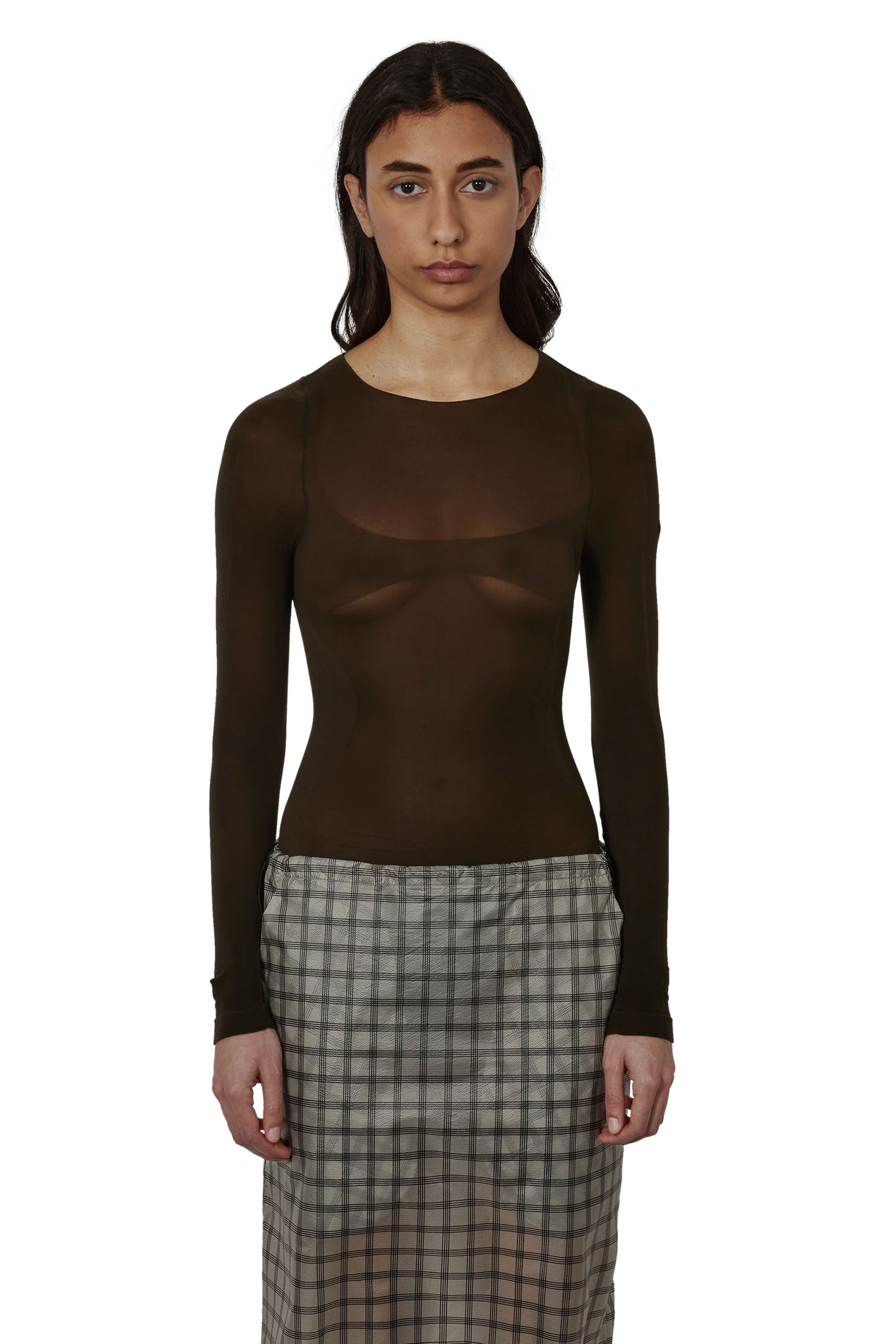 The Haze Ultralight Seamless See Through Long Sleeve Dark Brown available online with global shipping, and in PAM Stores Melbourne and Sydney.