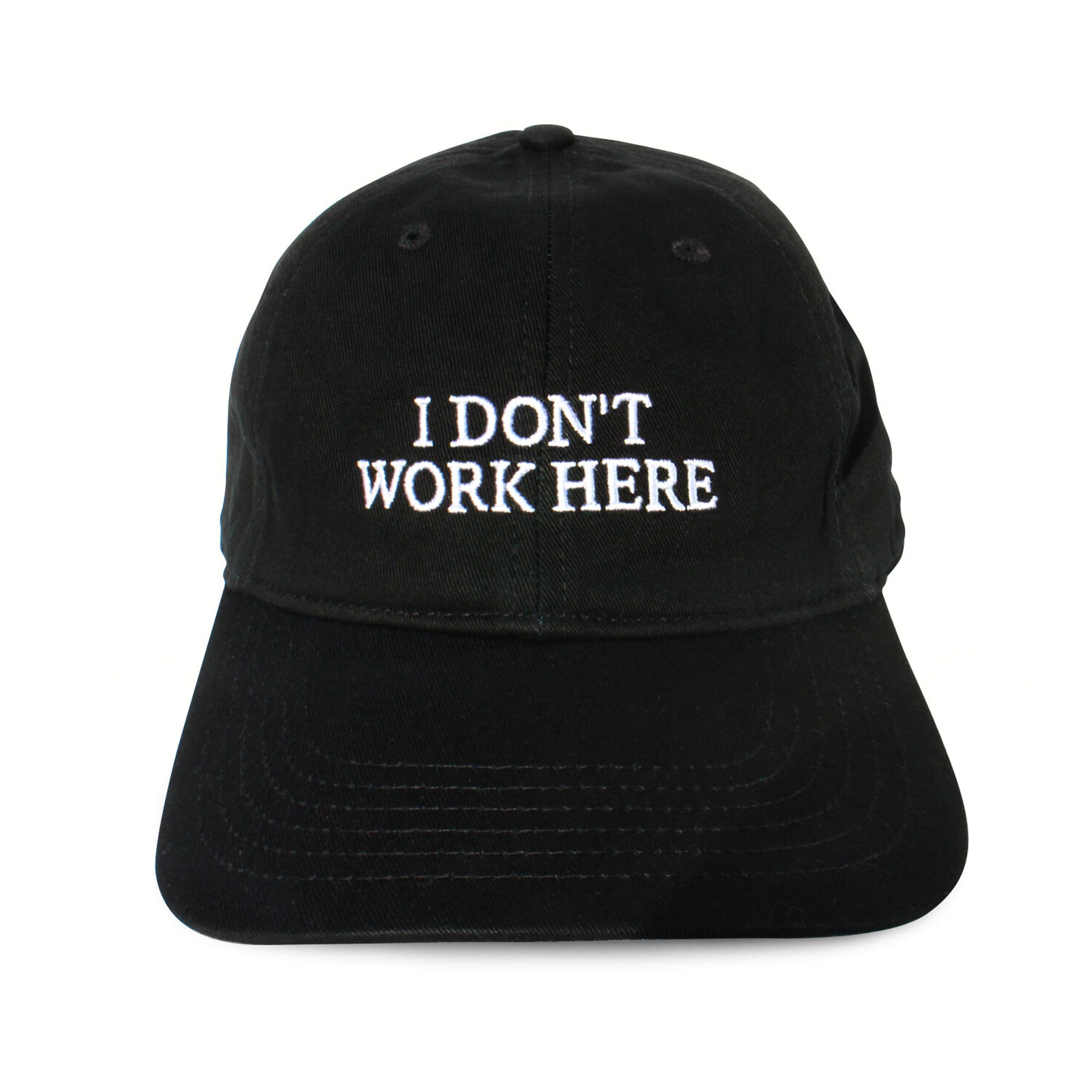 The IDEA - "SORRY I DON'T WORK HERE" CAP BLACK available online with global shipping, and in PAM Stores Melbourne and Sydney.