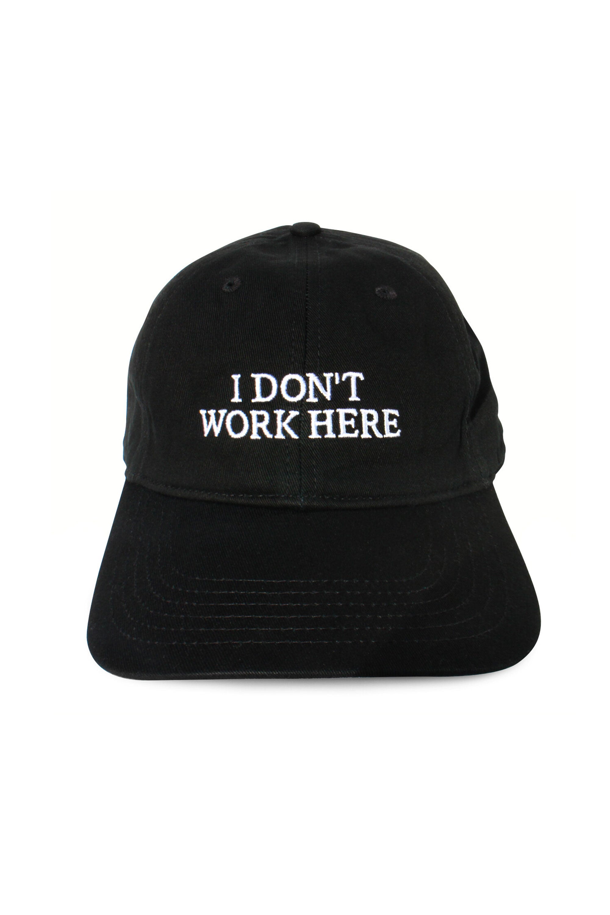 The IDEA - "SORRY I DON'T WORK HERE" CAP BLACK available online with global shipping, and in PAM Stores Melbourne and Sydney.