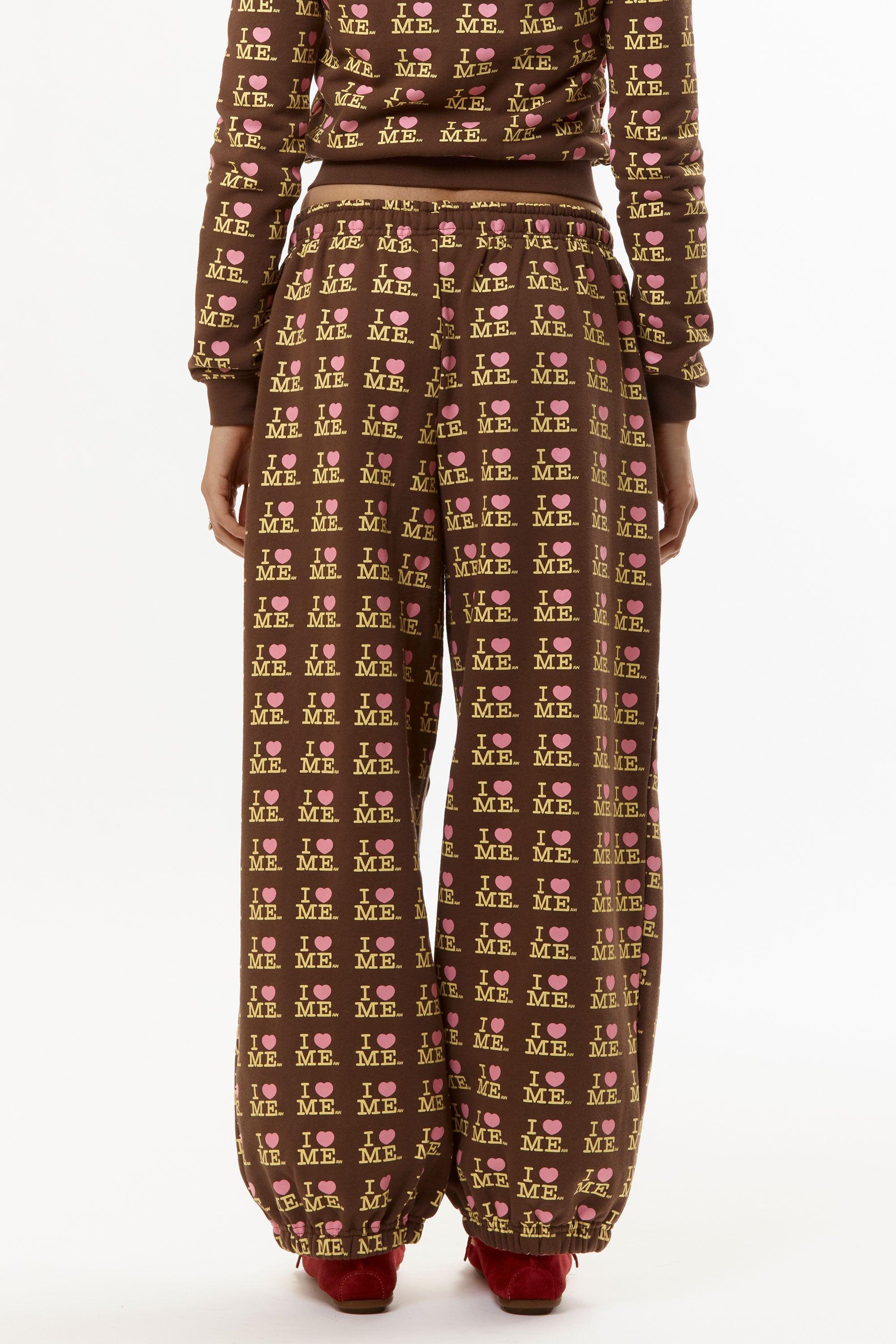 The CHOCO I HEART ME JOGGERS available online with global shipping, and in PAM Stores Melbourne and Sydney.