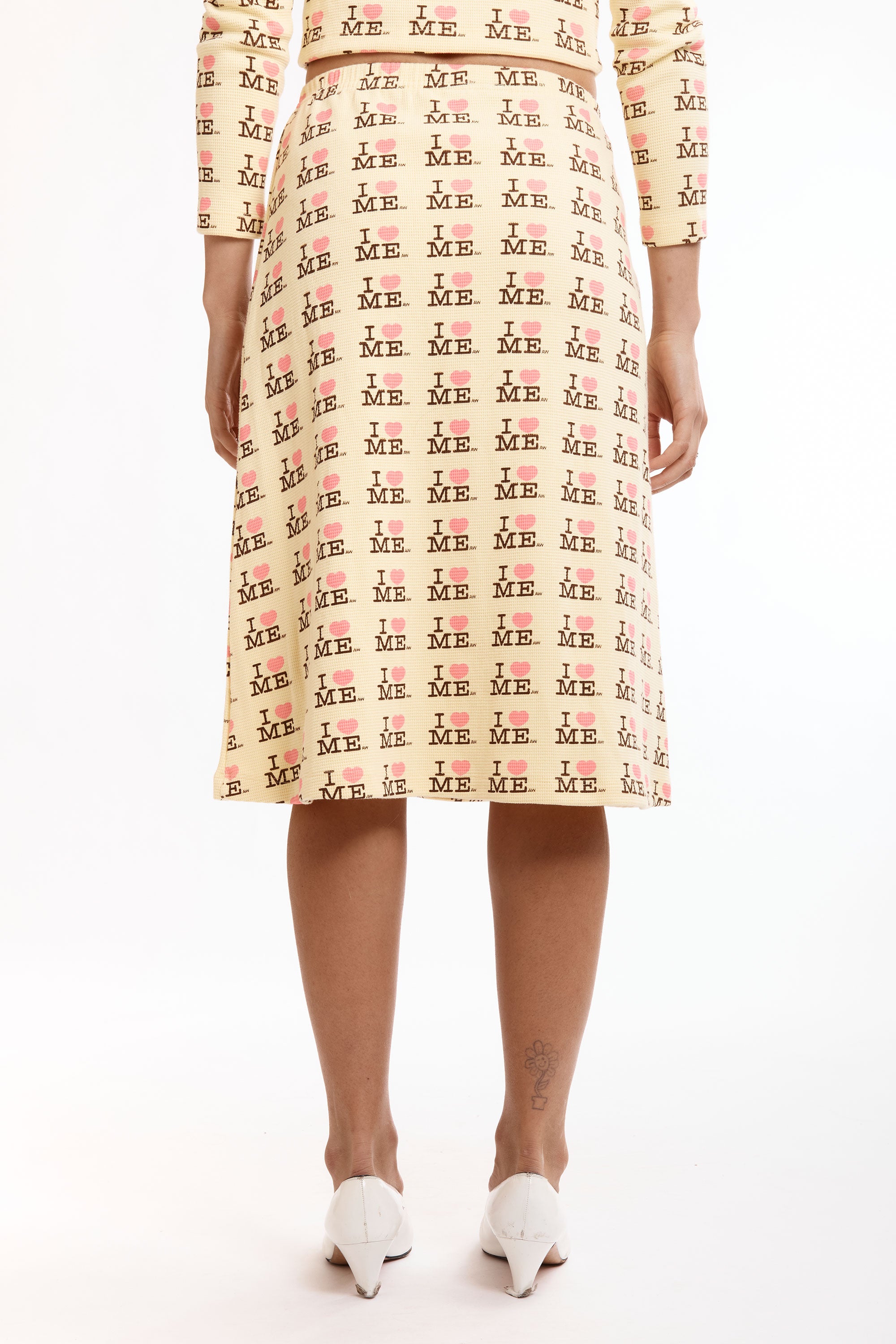 The I HEART ME YELLOW THERMAL SKIRT available online with global shipping, and in PAM Stores Melbourne and Sydney.
