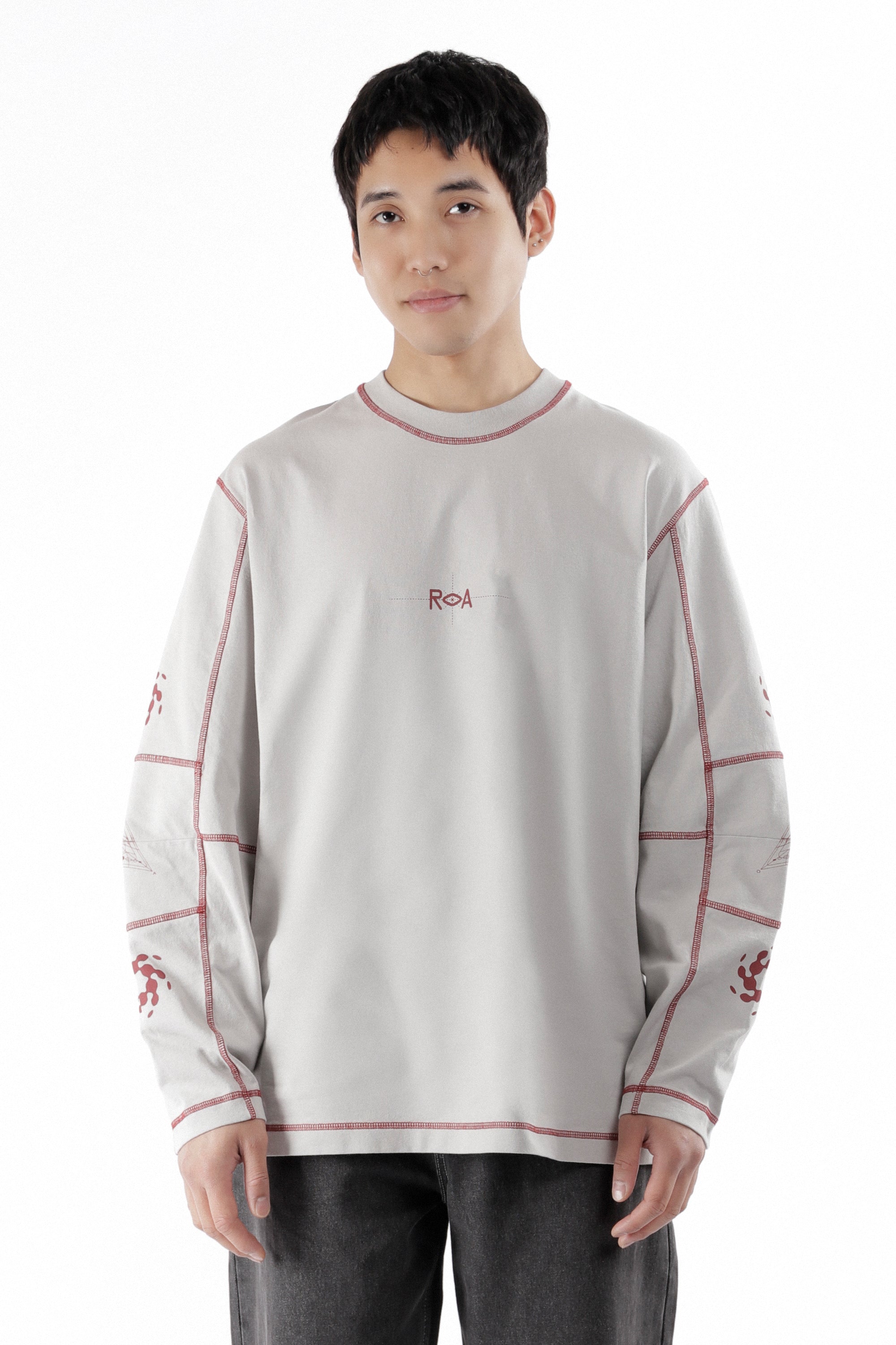 The Info Stitch Organic Long Sleeve Light Grey available online with global shipping, and in PAM Stores Melbourne and Sydney.