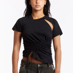 The KARLA LAIDLAW - RUCHED T-SHIRT BLACK available online with global shipping, and in PAM Stores Melbourne and Sydney.
