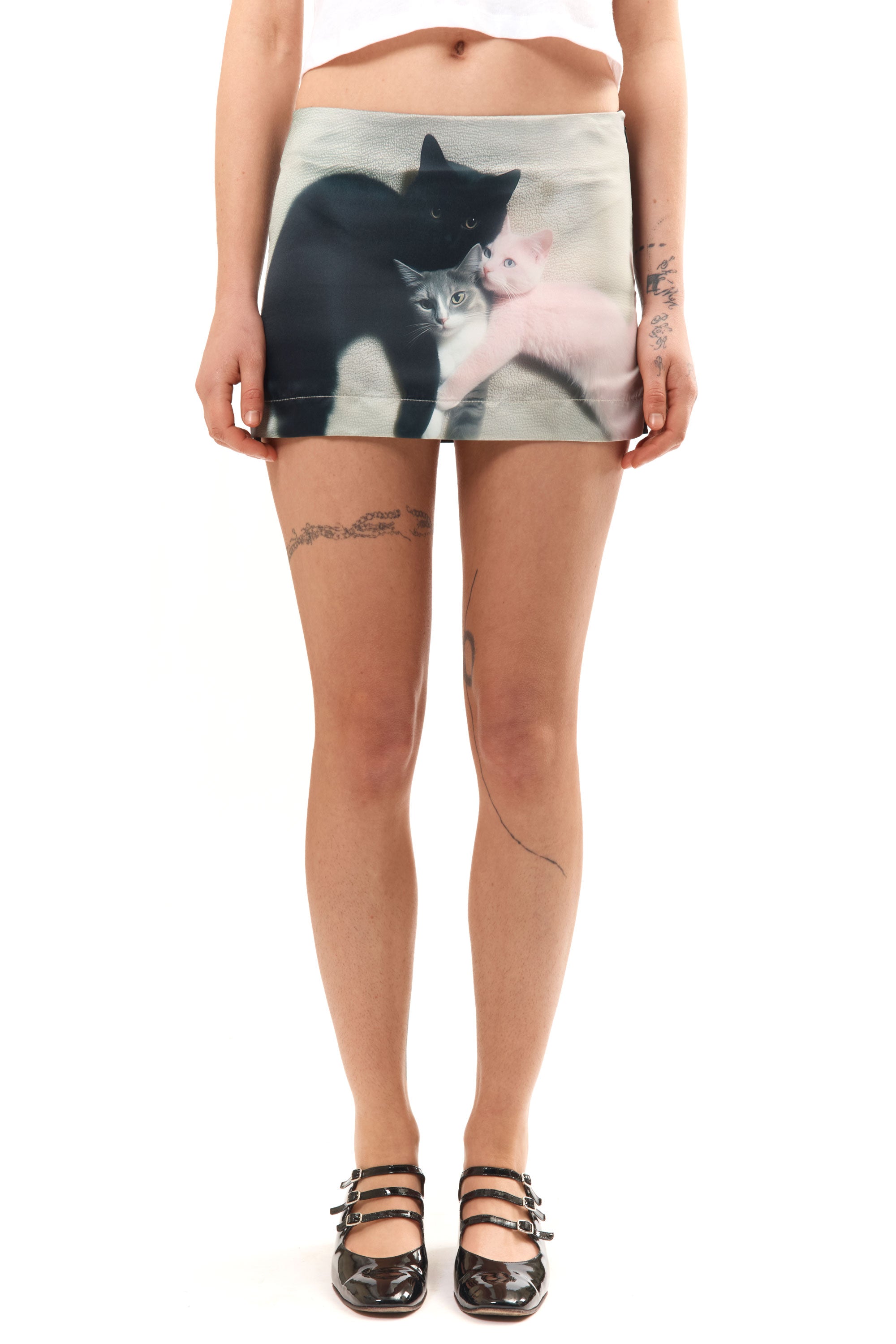 The KITTEN TRIO MINI SKIRT available online with global shipping, and in PAM Stores Melbourne and Sydney.