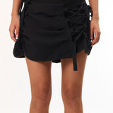 The Ruched Mini Skirt Black available online with global shipping, and in PAM Stores Melbourne and Sydney.