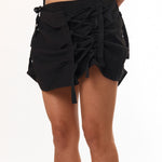 The Ruched Mini Skirt Black available online with global shipping, and in PAM Stores Melbourne and Sydney.