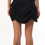 The Ruched Mini Skirt Black available online with global shipping, and in PAM Stores Melbourne and Sydney.