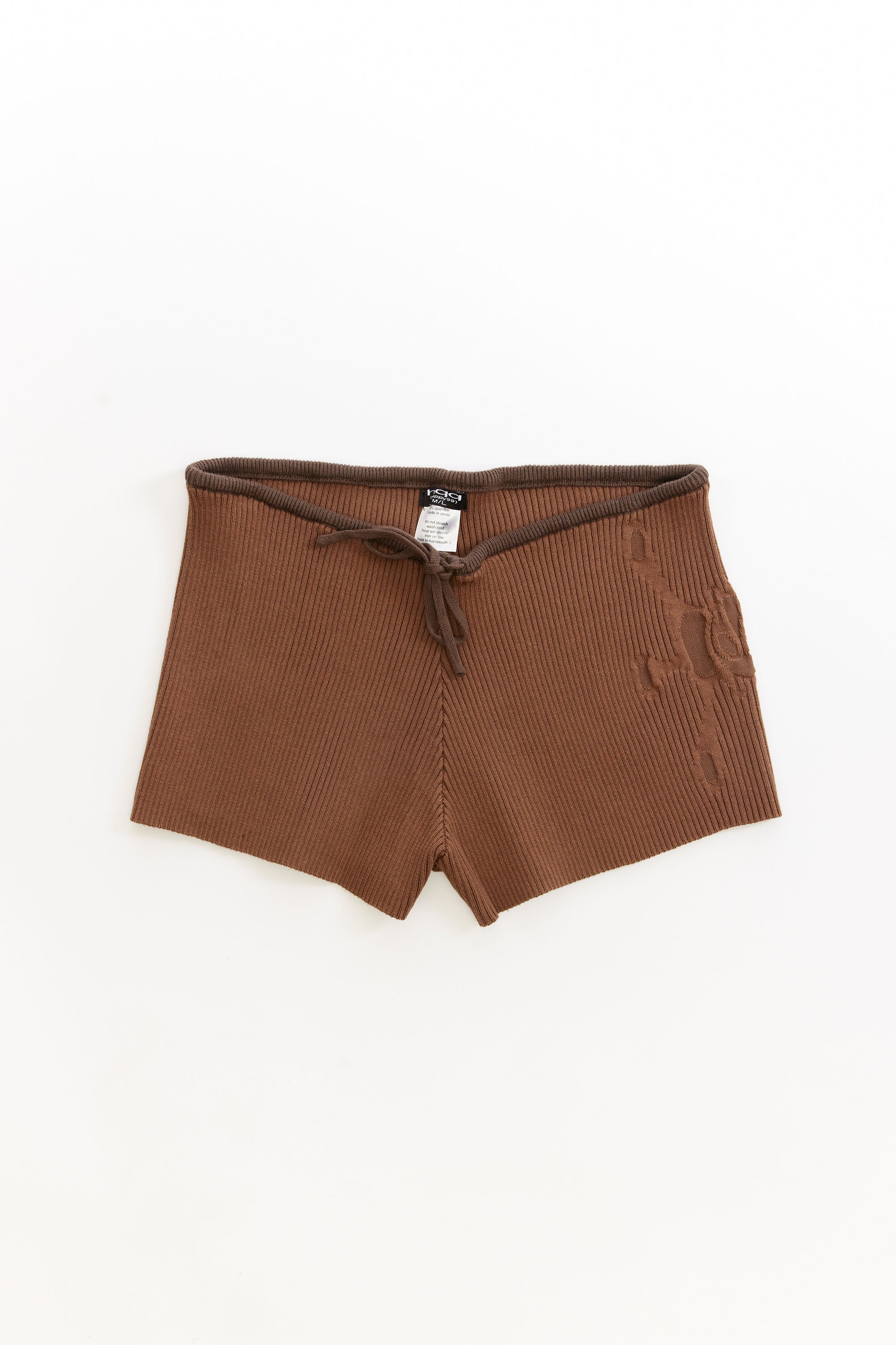 The HAPPY99 - Angel99 Rib Knit Shorts Charcoal Brown  available online with global shipping, and in PAM Stores Melbourne and Sydney.