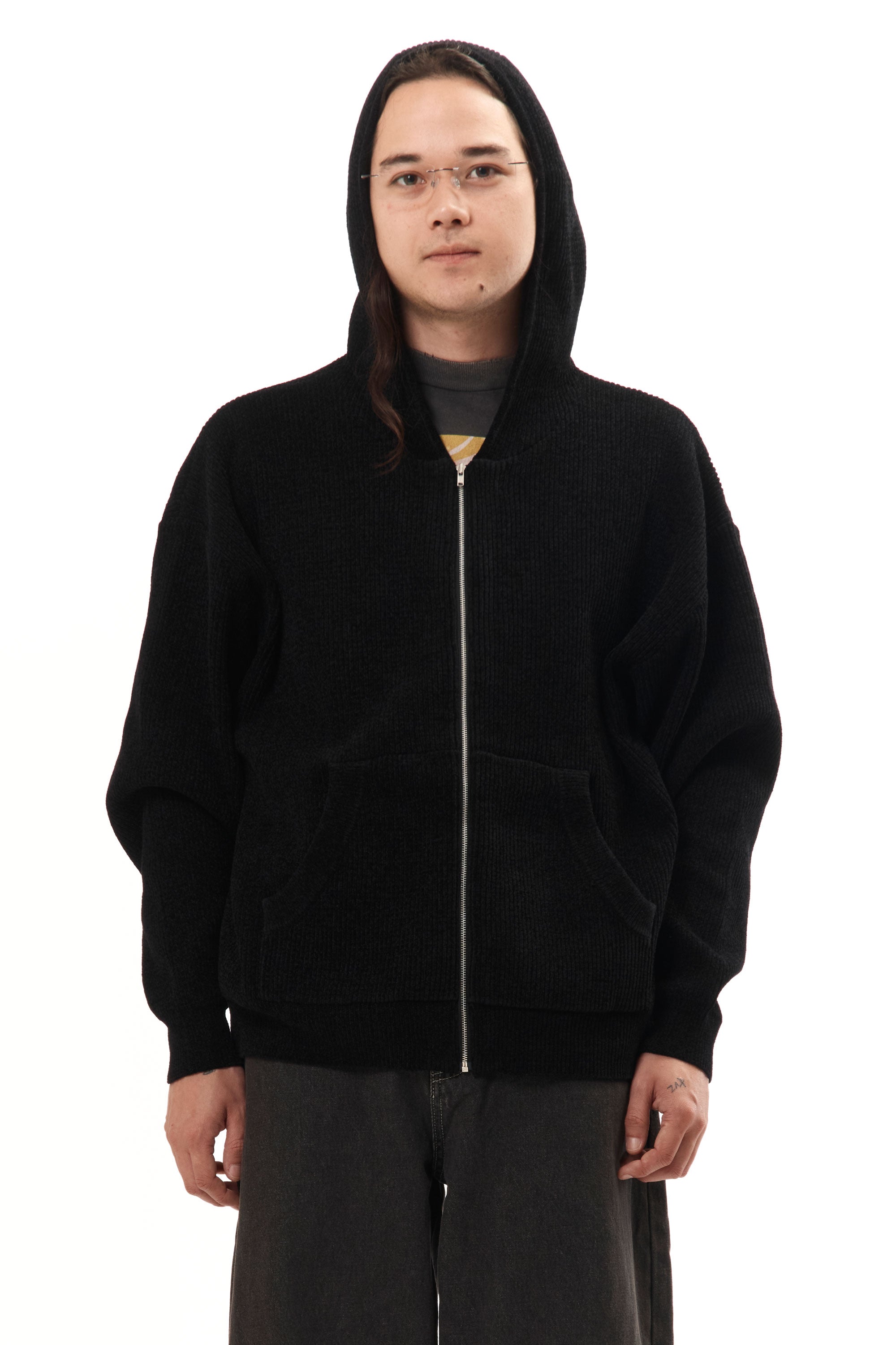 The CORDY KNIT ZIP HOODIE BLACK available online with global shipping, and in PAM Stores Melbourne and Sydney.