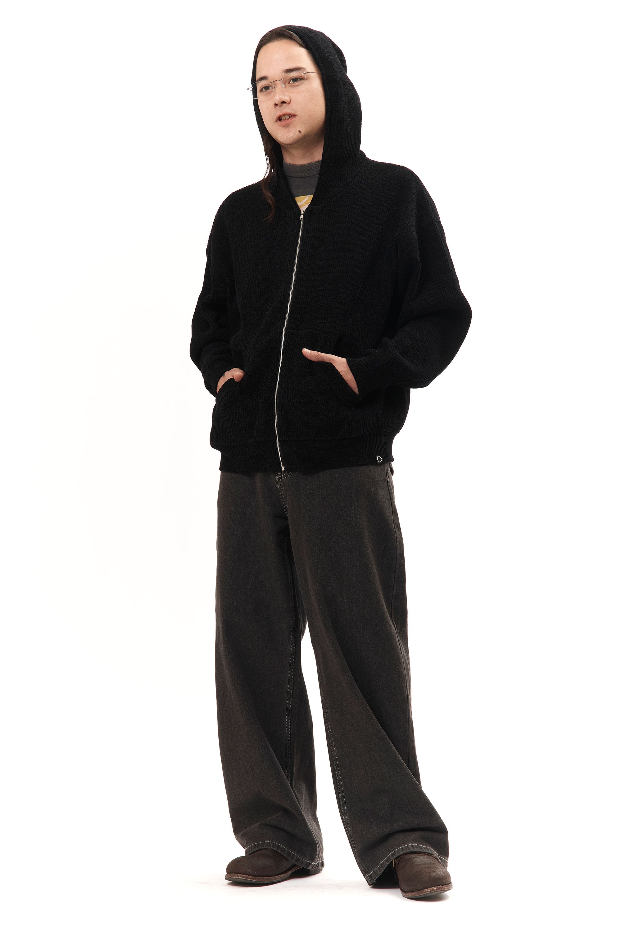 The CORDY KNIT ZIP HOODIE BLACK available online with global shipping, and in PAM Stores Melbourne and Sydney.