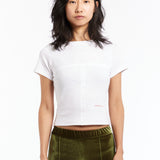 The ECKHAUS LATTA - LAPPED BABY TEE WHITE  available online with global shipping, and in PAM Stores Melbourne and Sydney.