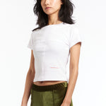 The ECKHAUS LATTA - LAPPED BABY TEE WHITE  available online with global shipping, and in PAM Stores Melbourne and Sydney.