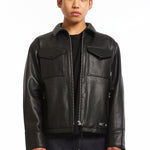 The LEATHER PM JACKET BLACK available online with global shipping, and in PAM Stores Melbourne and Sydney.