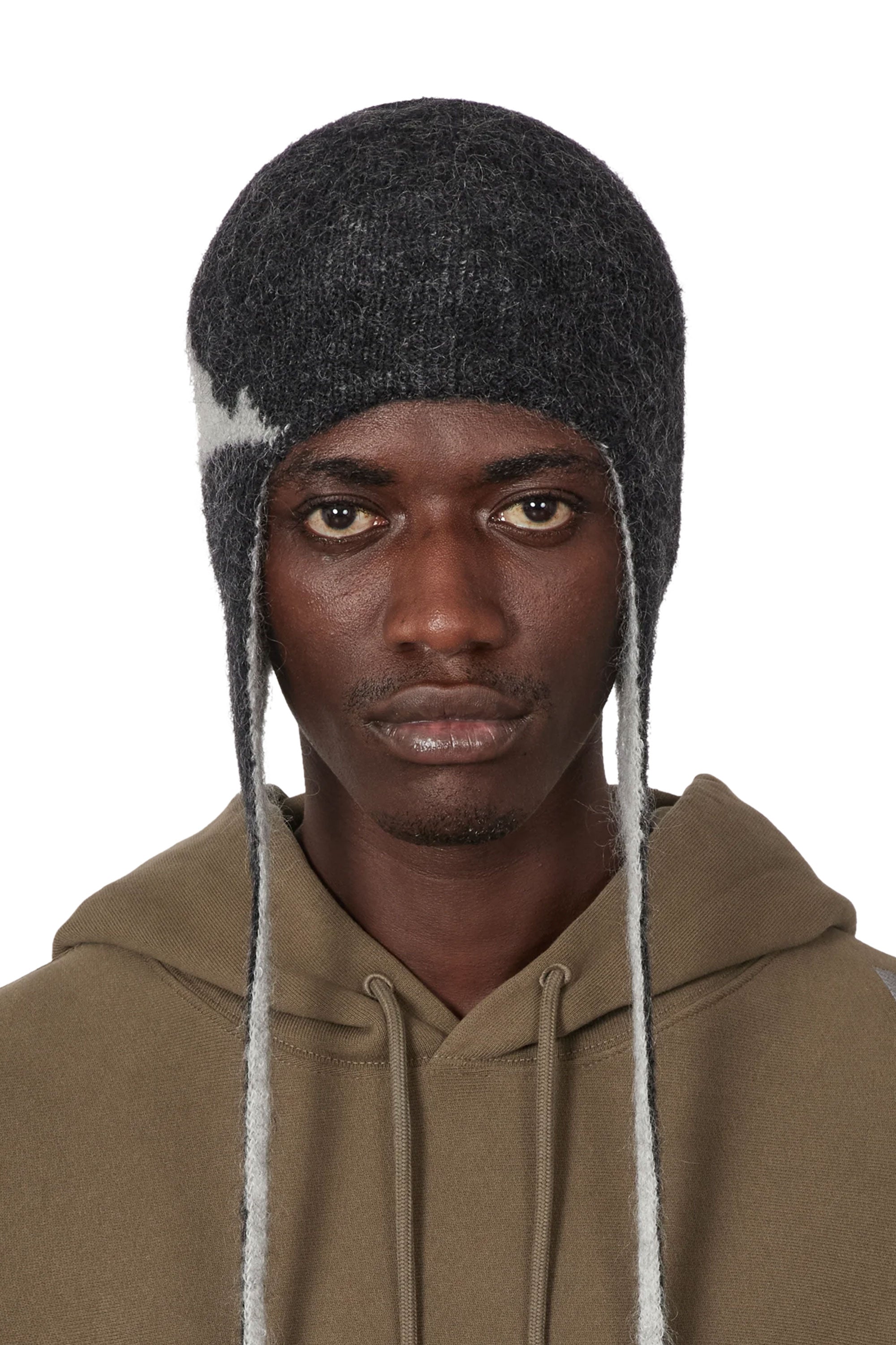 The Logo Mohair Bonnet Beanie Black White available online with global shipping, and in PAM Stores Melbourne and Sydney.
