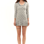 The GREY POLKA DOT L/S AMELIA SHORT DRESS available online with global shipping, and in PAM Stores Melbourne and Sydney.