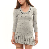 The GREY POLKA DOT L/S AMELIA SHORT DRESS available online with global shipping, and in PAM Stores Melbourne and Sydney.