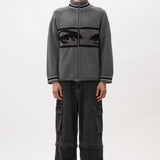 The EYES ZIP THRU KNIT CARDIGAN available online with global shipping, and in PAM Stores Melbourne and Sydney.