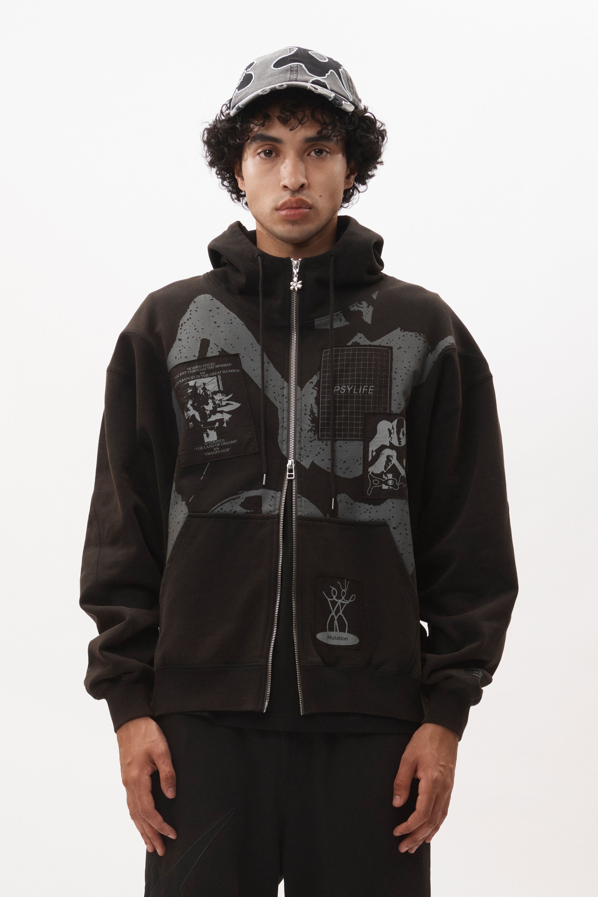 The POST WORK ZIP THRU HOODED SWEAT available online with global shipping, and in PAM Stores Melbourne and Sydney.