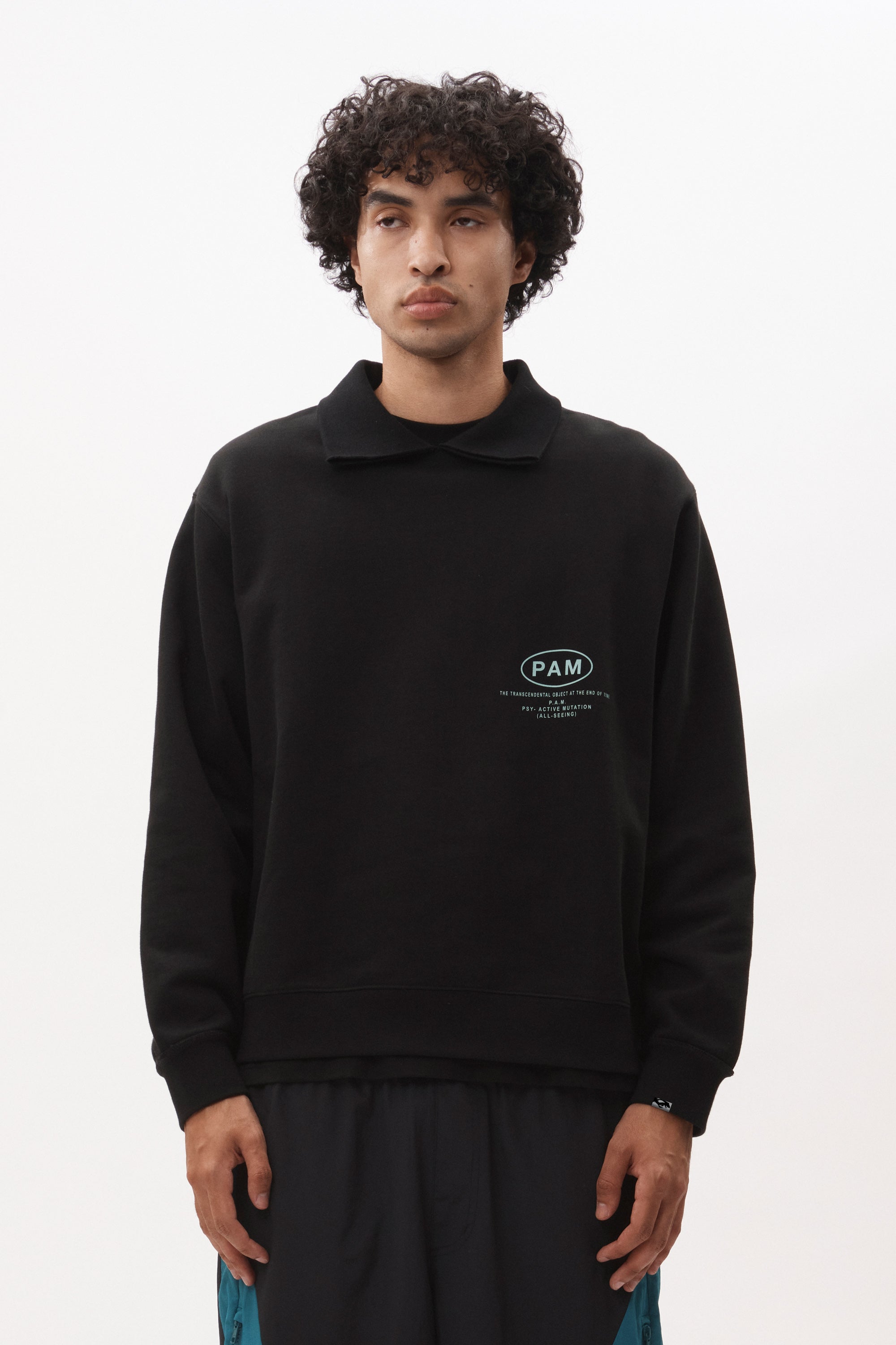 The BETWEEN CHAOS COLLARED SWEAT available online with global shipping, and in PAM Stores Melbourne and Sydney.