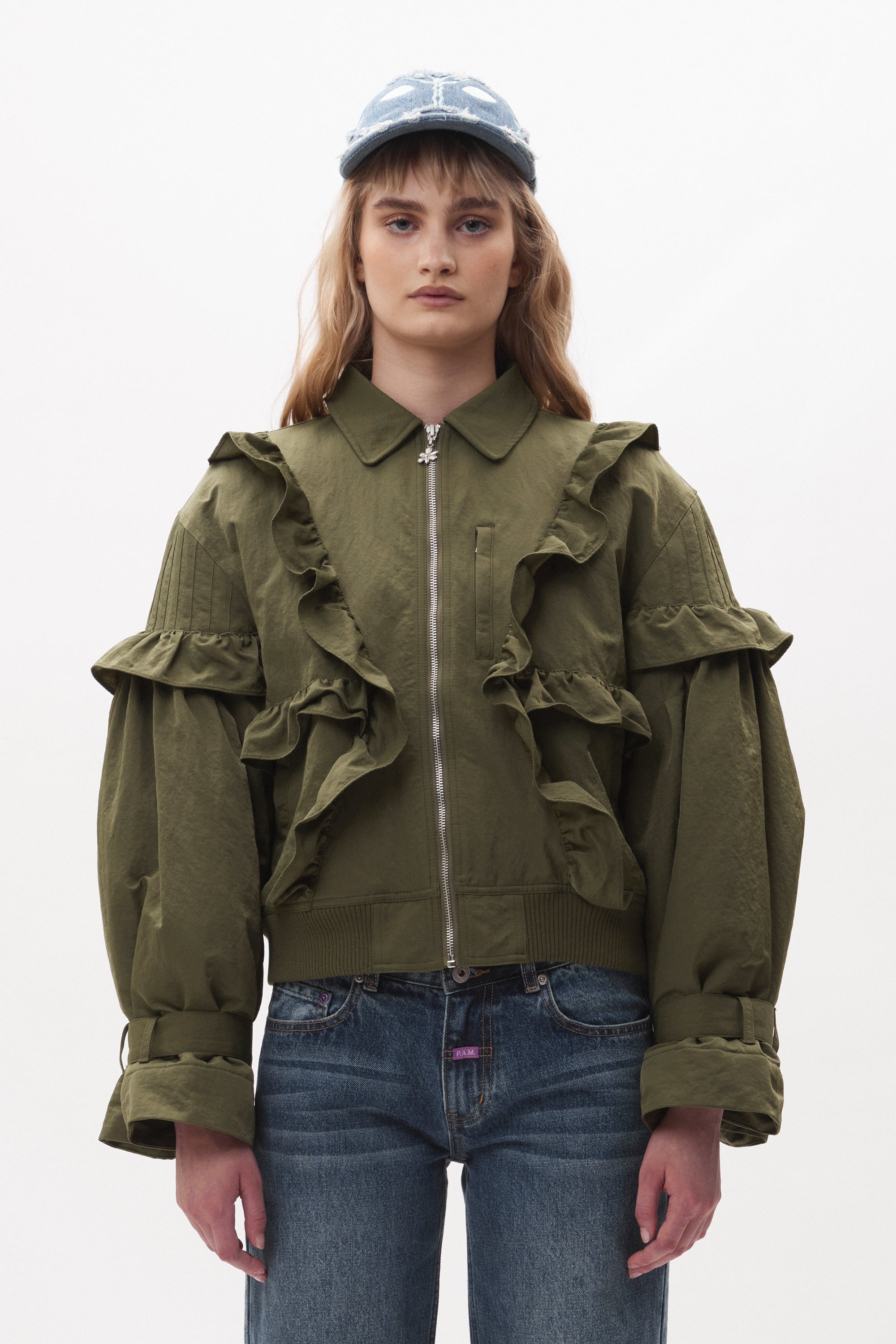 The THISTLE FRILL BOMBER available online with global shipping, and in PAM Stores Melbourne and Sydney.