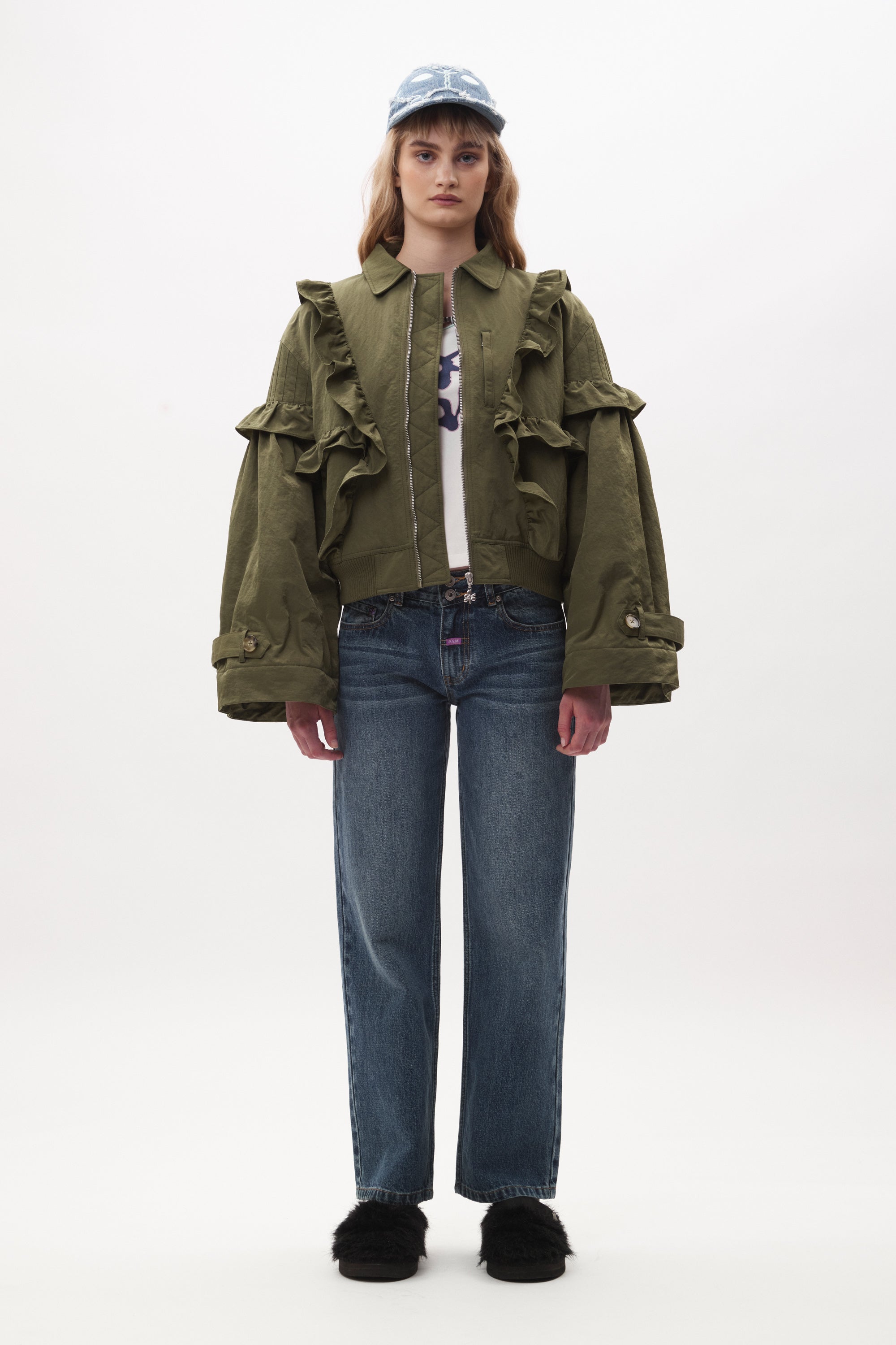 The THISTLE FRILL BOMBER available online with global shipping, and in PAM Stores Melbourne and Sydney.