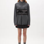 The EYES ZIP THRU KNIT CARDIGAN available online with global shipping, and in PAM Stores Melbourne and Sydney.