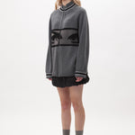 The EYES ZIP THRU KNIT CARDIGAN available online with global shipping, and in PAM Stores Melbourne and Sydney.