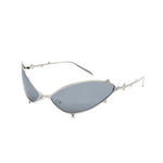 The METAL SPIKE SUNGLASSES SHINY SILVER SILVER LENS available online with global shipping, and in PAM Stores Melbourne and Sydney.