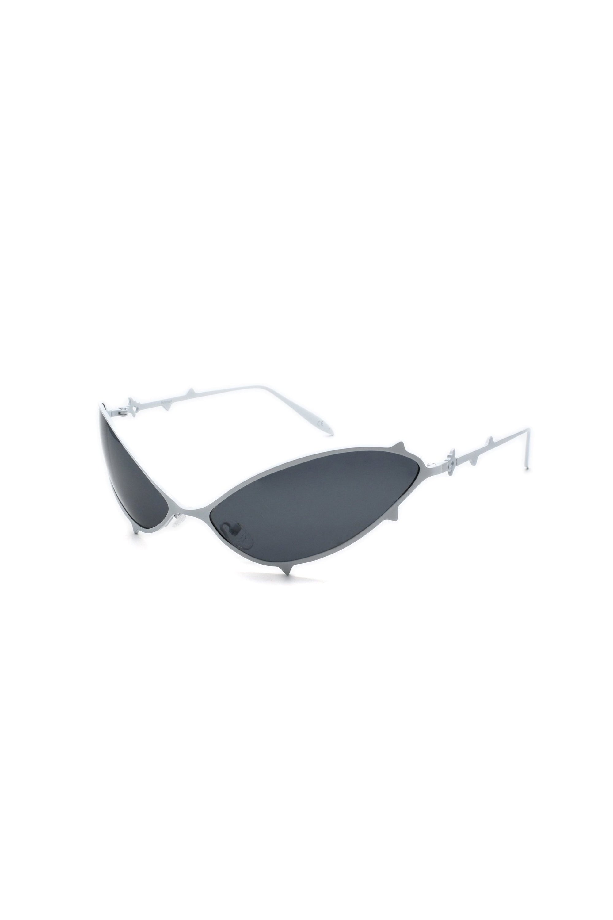 The METAL SPIKE SUNGLASSES SHINY WHITE SOLID SMOKE available online with global shipping, and in PAM Stores Melbourne and Sydney.