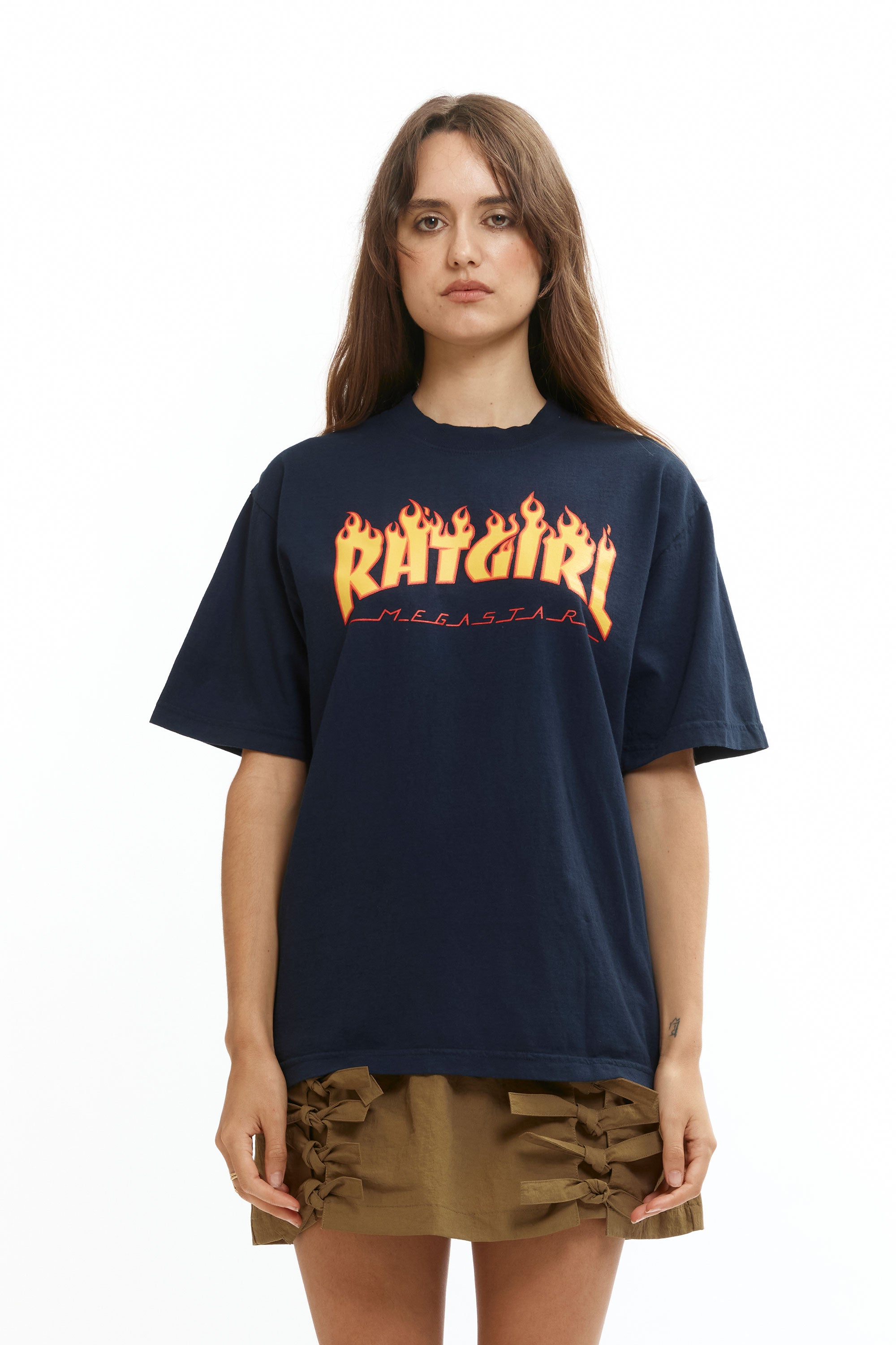 The Megastar Tee Navy available online with global shipping, and in PAM Stores Melbourne and Sydney.