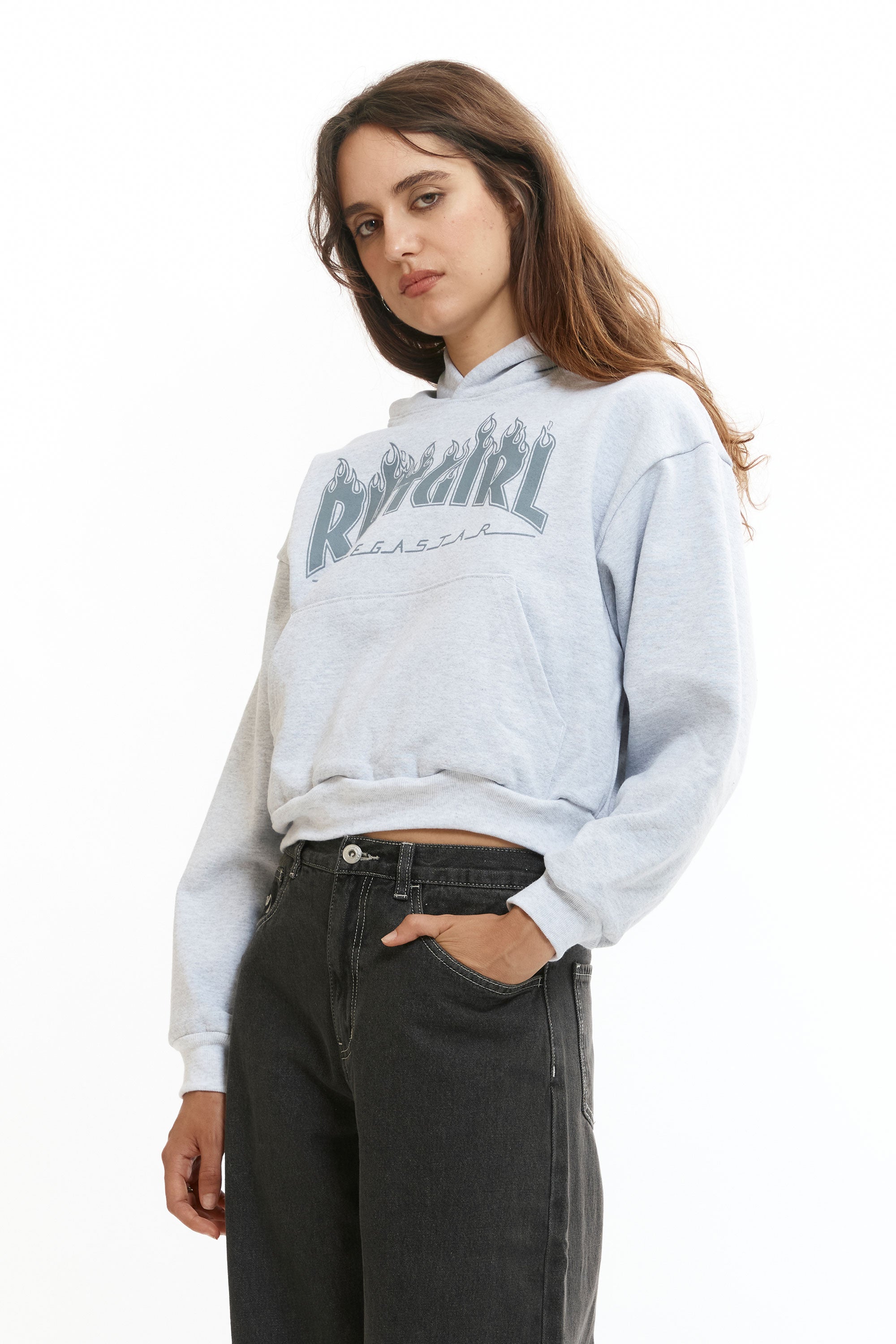The Megastar Crop Hood Heather Grey available online with global shipping, and in PAM Stores Melbourne and Sydney.