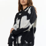 The MOHAIR KNITTED COW ZIP-UP JACKET available online with global shipping, and in PAM Stores Melbourne and Sydney.