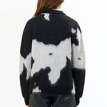 The MOHAIR KNITTED COW ZIP-UP JACKET available online with global shipping, and in PAM Stores Melbourne and Sydney.
