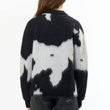 The MOHAIR KNITTED COW ZIP-UP JACKET available online with global shipping, and in PAM Stores Melbourne and Sydney.